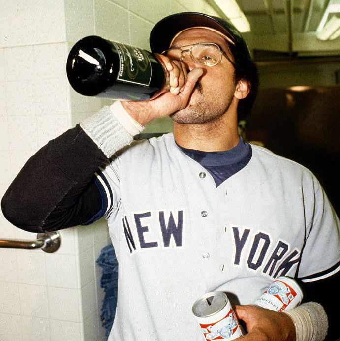 1978 World Series GM 6 - New York Yankees v Los Angeles Dodgers los angeles october 17 reggie jackson 44 of the new york yankees celebrates by drinking champagne after they defeated the los angeles dodgers in game 6 of the 1978 world series october 17, 1978 at dodger stadium in los angeles, california the yankees won the series 4 games to 2 photo by focus on sportgetty images