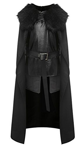 1stvital Jon Snow Costume Knights Watch Cosplay Halloween Costume Cape Outfit