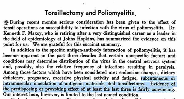 tonsillectomy and poliomyelitis